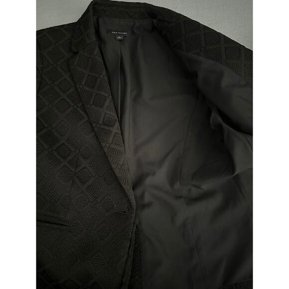 Ann Taylor Textured Dressy Blazer Classic One Button Black Womens 10 - Picture 6 of 16